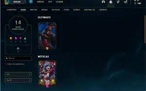 Conta bronze 2 com 14 Skins e 35 Champs + 8 Espolios