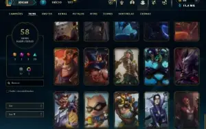 Platina 2 com 80 Champs e 58 Skins + 1 Mitica da Vayne