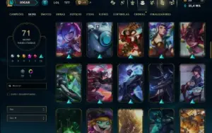 Unranked com 140 Champs e 71 Skins ( ADC / SUP / MID / JG )
