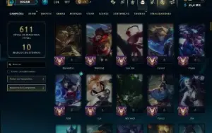 Unranked com 140 Champs e 71 Skins ( ADC / SUP / MID / JG )