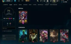 Unranked com 140 Champs e 71 Skins ( ADC / SUP / MID / JG )