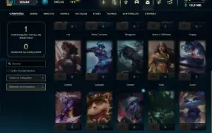 Ouro 4 com 20 Champs e 1 Skins + 1 Fragmento