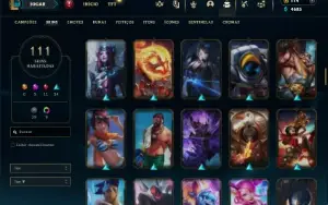 Unranked com 105 Champs e 111 Skins ( SUP / JG )