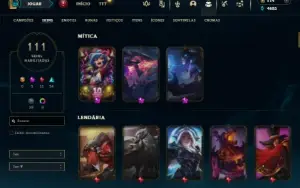 Unranked com 105 Champs e 111 Skins ( SUP / JG )