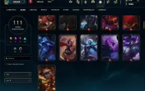 Unranked com 105 Champs e 111 Skins ( SUP / JG )