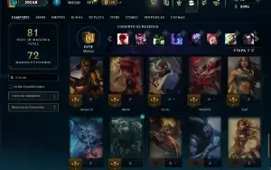 Unranked com 50 Champs e 15 Skins ( MAIN JG )