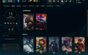 Unranked com 50 Champs e 15 Skins ( MAIN JG )