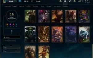 Conta ouro 1 com 26 skins e 61 champs + Passe ativo.