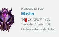 Conta League of Legends Mestre 55% Win rate 140 PDL