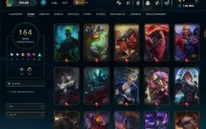 Ouro 4 com TODOS os Champs e 164 Skins( JG / TOP / SUP )