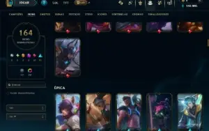 Ouro 4 com TODOS os Champs e 164 Skins( JG / TOP / SUP )