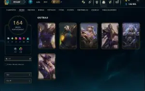 Ouro 4 com TODOS os Champs e 164 Skins( JG / TOP / SUP )