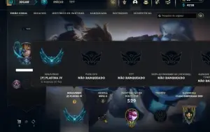 Platina 4 com TODOS os champs e 169 Skins + 2 Prestigios