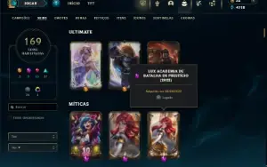 Platina 4 com TODOS os champs e 169 Skins + 2 Prestigios