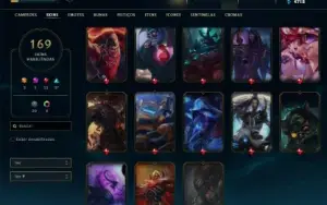 Platina 4 com TODOS os champs e 169 Skins + 2 Prestigios