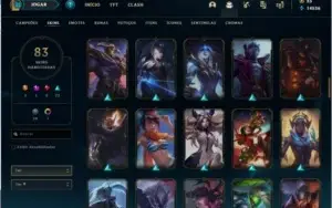Conta De League of Legends Gold 4, 82 skins e 9 cromas.