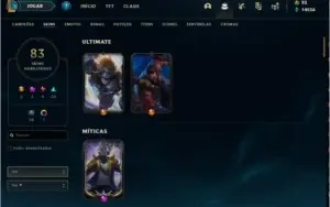 Conta De League of Legends Gold 4, 82 skins e 9 cromas.