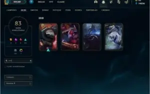 Conta De League of Legends Gold 4, 82 skins e 9 cromas.