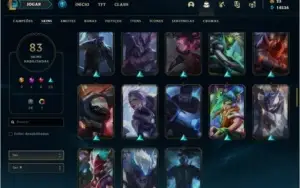 Conta De League of Legends Gold 4, 82 skins e 9 cromas.