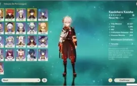 AR50 Kazuha C1, Diluc, Zhongli e Qiqi+Tumulo do Lobo e Harpa