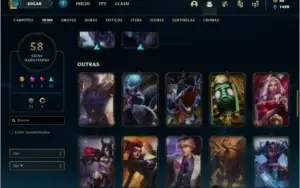 Conta bronze 3 com 58 skins e 88 champs