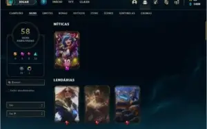 Conta bronze 3 com 58 skins e 88 champs
