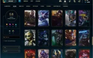 Conta bronze 3 com 58 skins e 88 champs