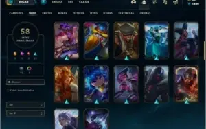 Conta bronze 3 com 58 skins e 88 champs