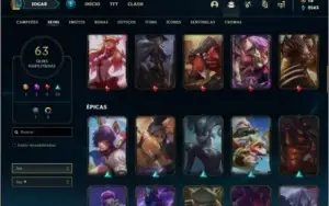 Conta platina 4 Soloduo/Flex com 63 skins e 109 champs
