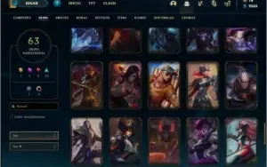 Conta platina 4 Soloduo/Flex com 63 skins e 109 champs