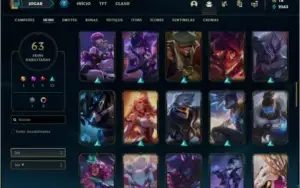 Conta platina 4 Soloduo/Flex com 63 skins e 109 champs