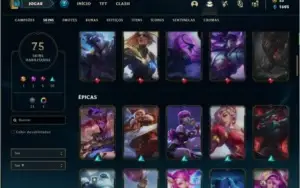 Conta platina 4 com 145 champs e 75 skins