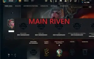 Unranked com 25 Champs e 12 Skins  da Riven + 29 Cromas