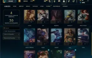 Unranked com 25 Champs e 12 Skins  da Riven + 29 Cromas