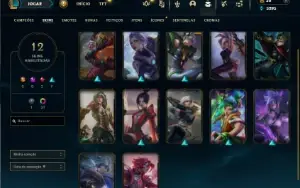 Unranked com 25 Champs e 12 Skins  da Riven + 29 Cromas