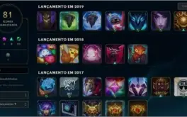 Conta LOL Platina 3, 29 skins, 25 emotes, 81 Icones