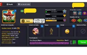 Conta  8 Ball Full Acesso 732M De Fichas 2 Aneis De Veneza