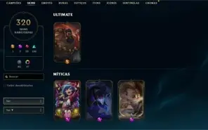 CONTA DE LEAGUE OF LEGENDS 320 SKINS