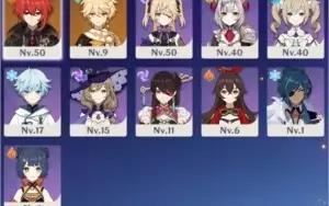 Genshin - Diluc, Chongyun, Fischl, Beidou + Armas