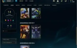 Conta unranked com 14 skins e 55 champs