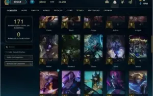 Conta unranked com 14 skins e 55 champs