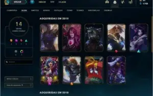 Conta unranked com 14 skins e 55 champs