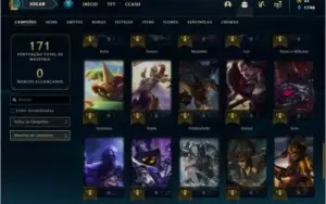 Conta unranked com 14 skins e 55 champs