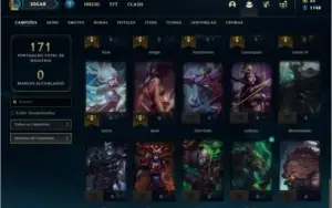 Conta unranked com 14 skins e 55 champs