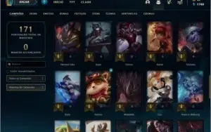 Conta unranked com 14 skins e 55 champs