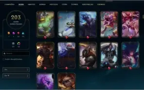 Conta lol plat 1 203 skins