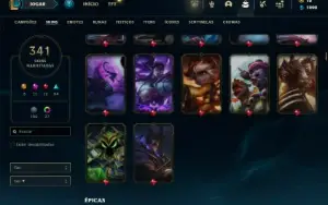 Unranked com TODOS os champs e 341 Skins + 9 Prestigios