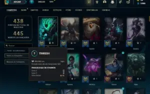 Unranked com TODOS os champs e 341 Skins + 9 Prestigios