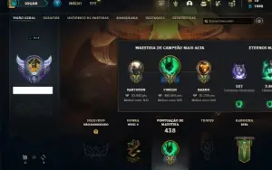 Unranked com TODOS os champs e 341 Skins + 9 Prestigios