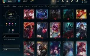 Unranked com TODOS os champs e 341 Skins + 9 Prestigios